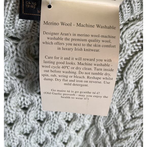 Vintage Carraig Donn Aran Cable Knit Sweater Size Large Fisherman Wool Ireland - Picture 7 of 8